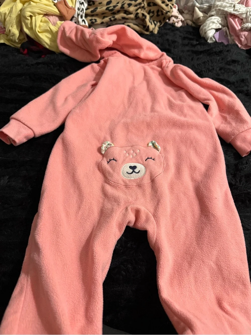 Carter's Pink and Gray Floral Fleece Pajama Set with Red Plaid Jacket